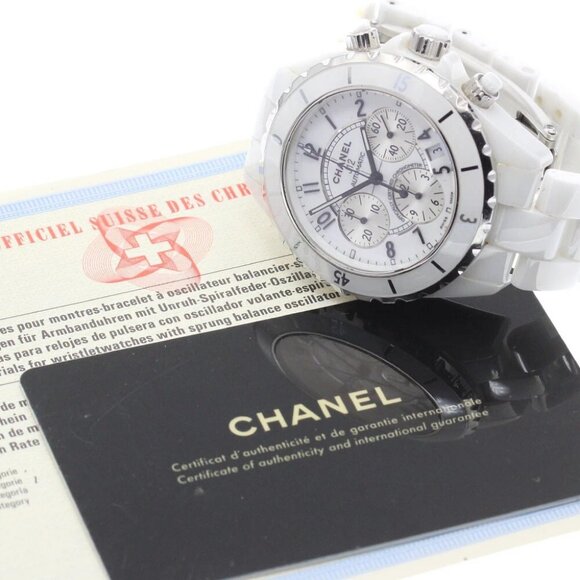 CHANEL J12 white ceramic H1007 Date Chronograph Automatic Men's - Picture 1 of 12